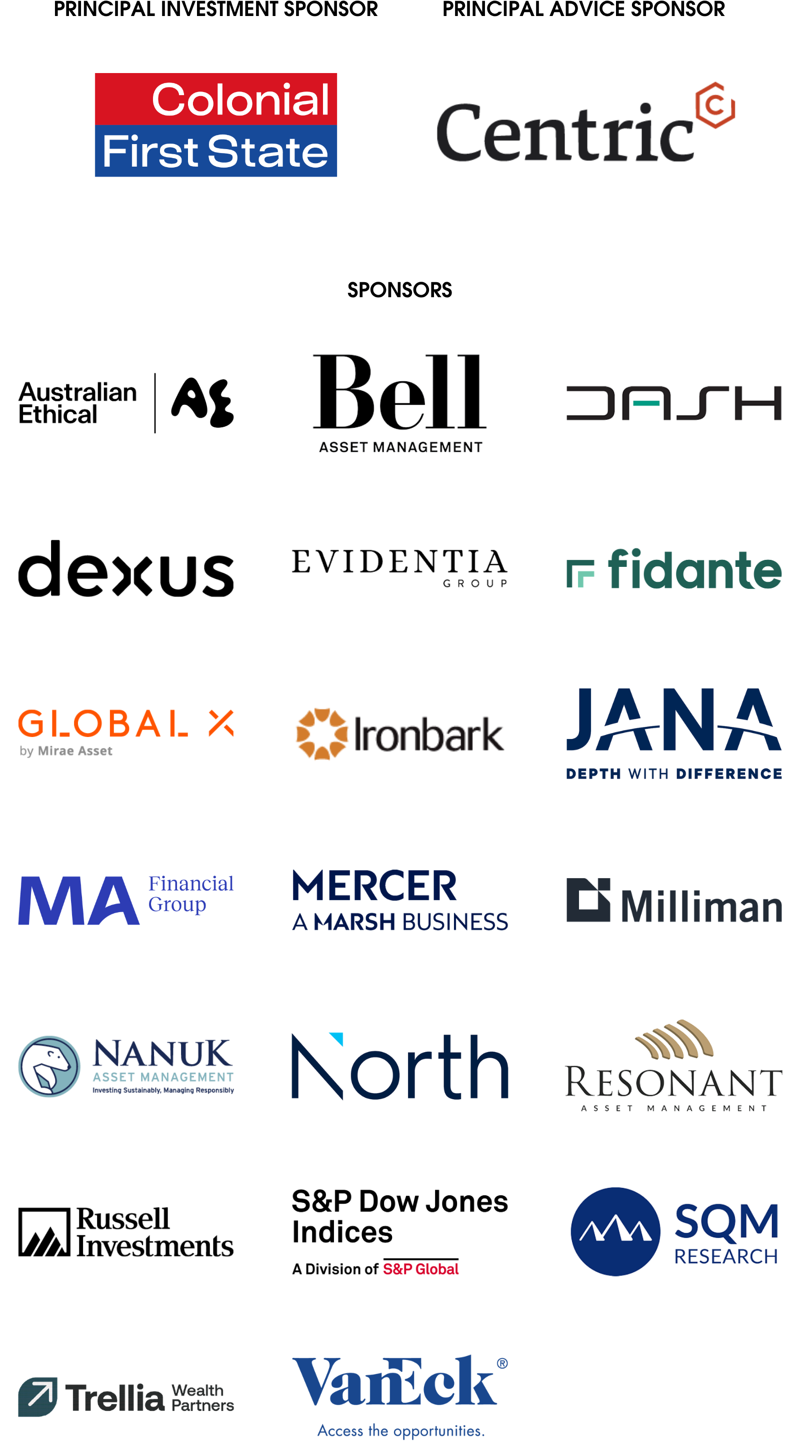 Sponsors of the Institute of Managed Account Professionals (IMAP)